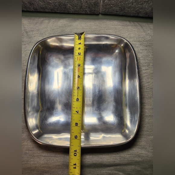 Towle Pewter Pintel Collection Square Serving Bowl Made in India 9.5 " Vintage - Picture 5 of 6